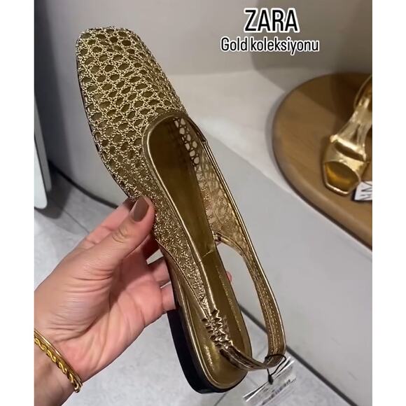 ZARA Metallic Braided Slingbacks NWT - Picture 4 of 10
